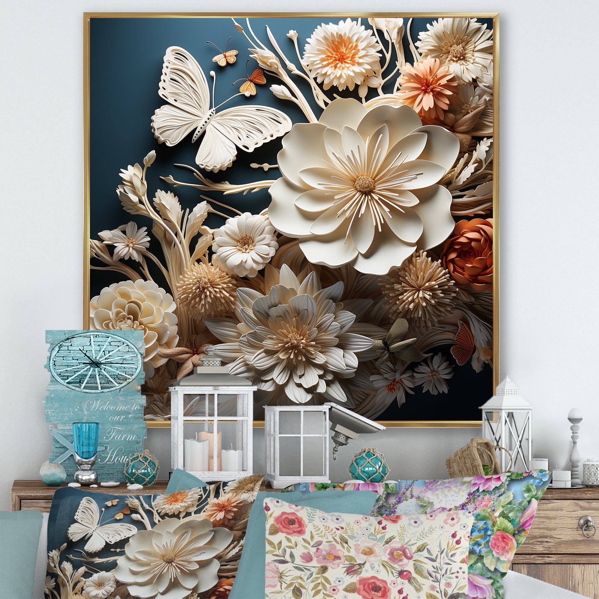 Textured Layers Mixed Media Dance - Butterfly Canvas Wall Art