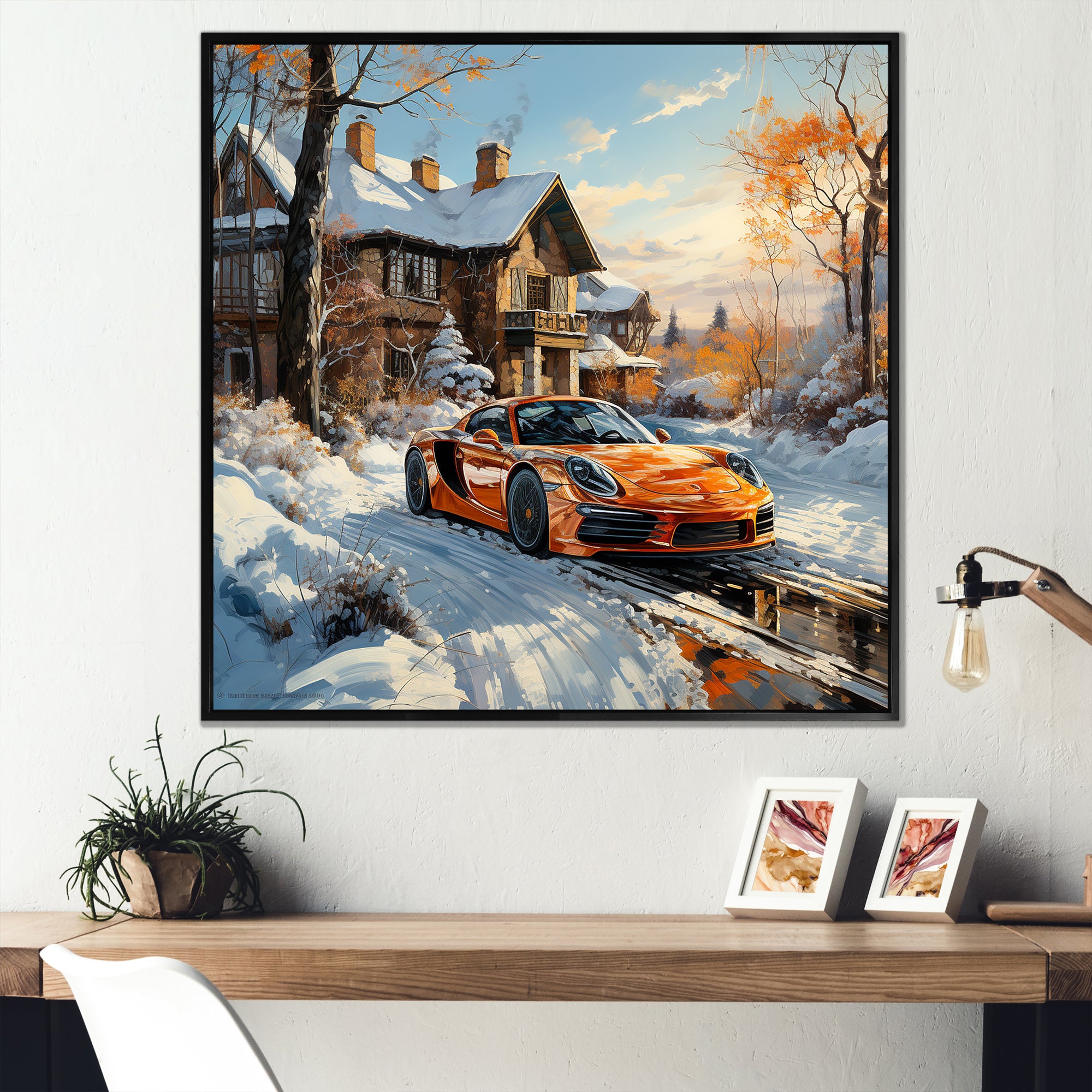 Exotic Car Charm In Winter - Car Exotic Canvas Wall Art