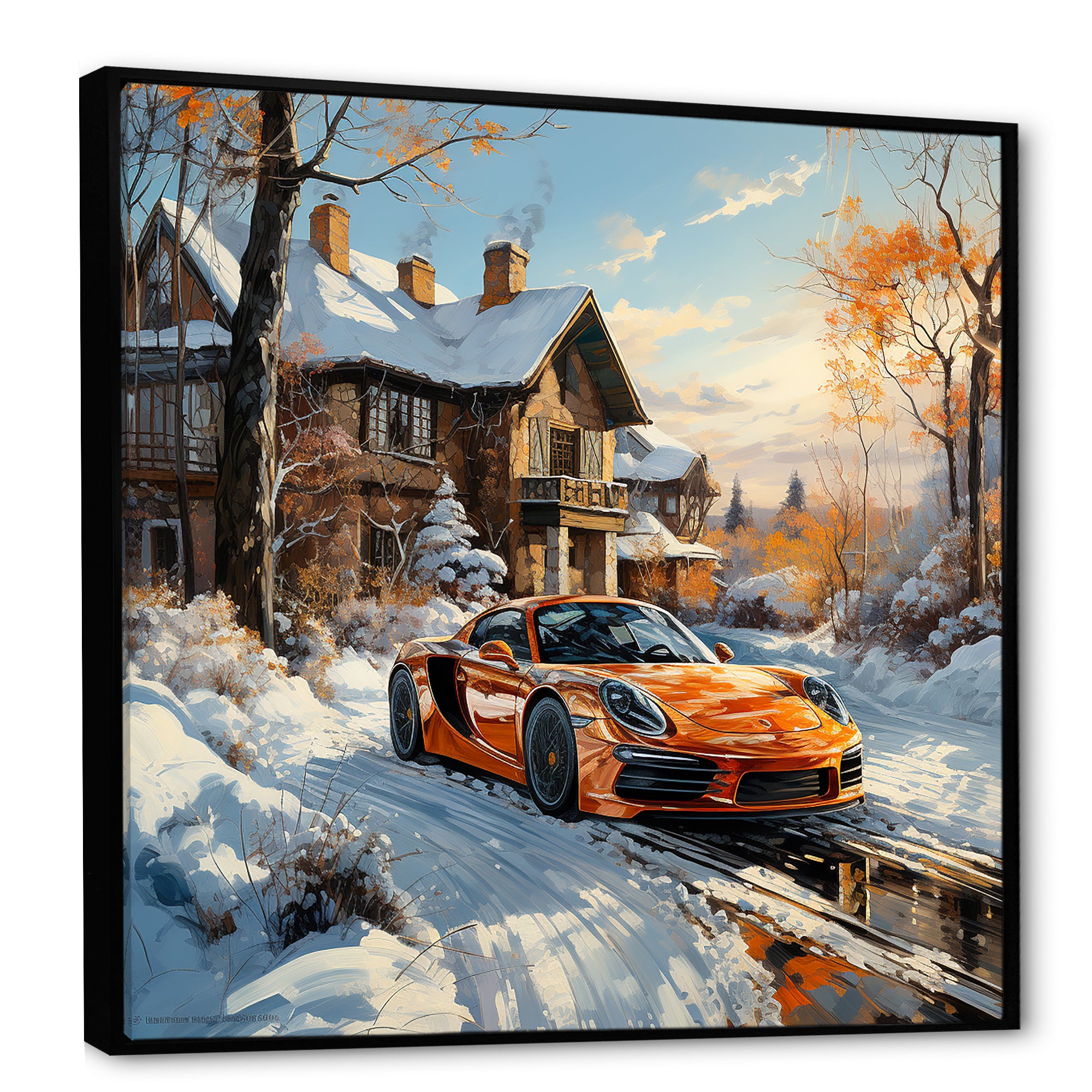 Exotic Car Charm In Winter - Car Exotic Canvas Wall Art