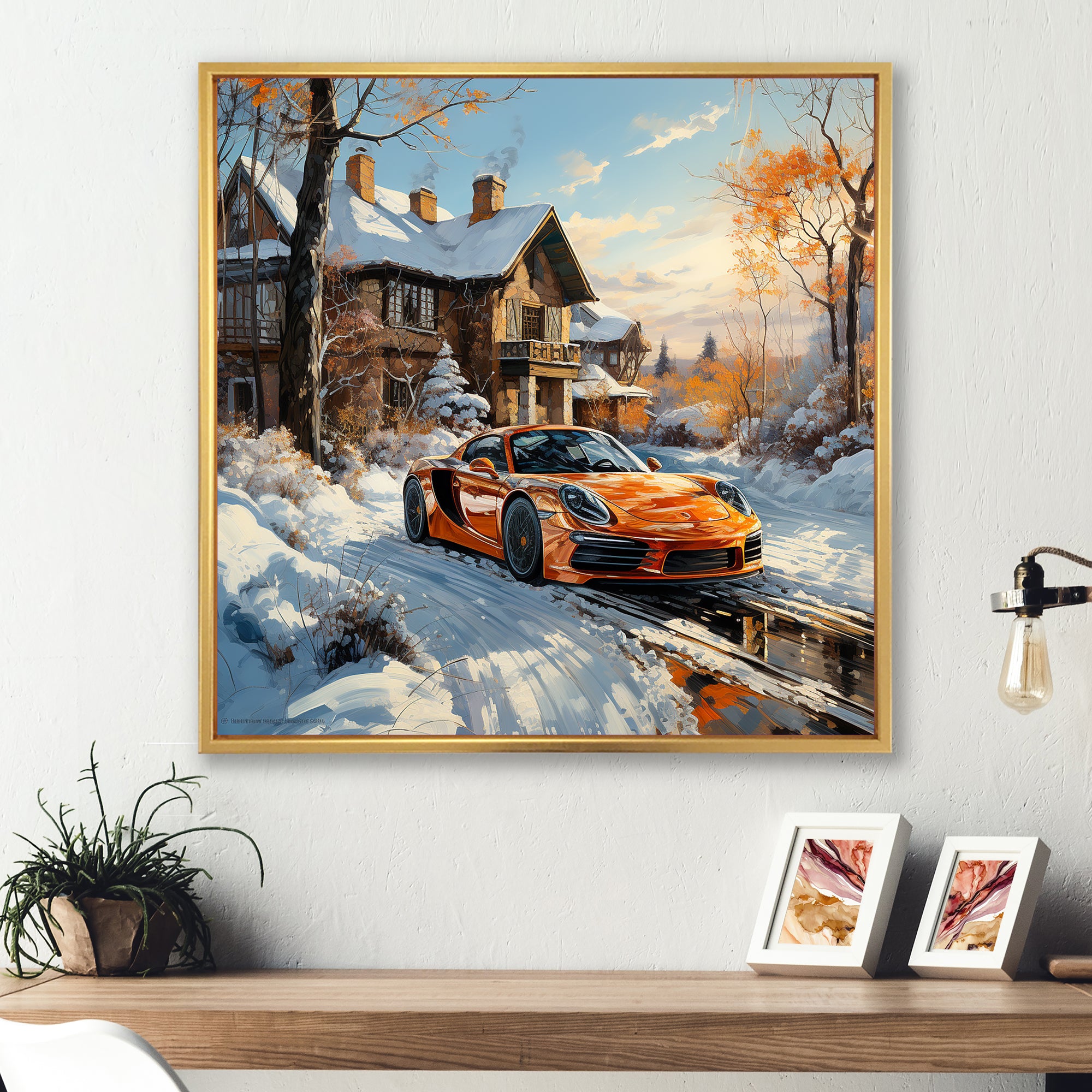 Exotic Car Charm In Winter - Car Exotic Canvas Wall Art