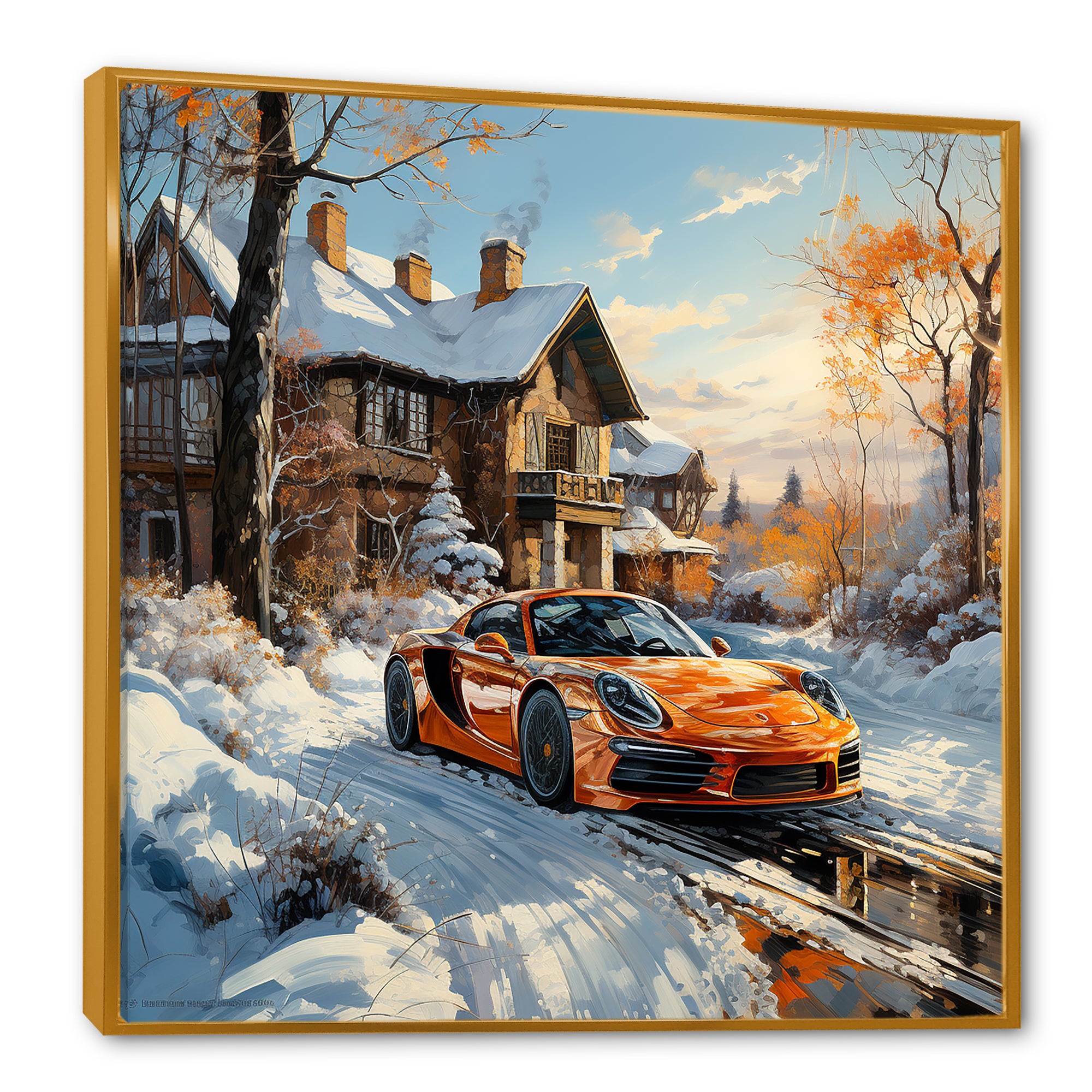 Exotic Car Charm In Winter - Car Exotic Canvas Wall Art