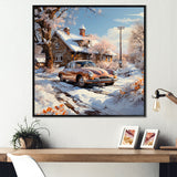 Vintage Car Charm In Winter - Car Exotic Canvas Wall Art