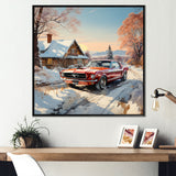 Muscle Car Charm In Winter - Car Exotic Canvas Wall Art