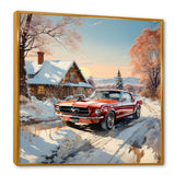 Muscle Car Charm In Winter - Car Exotic Canvas Wall Art