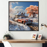 1950s Car Charm In Winter - Car Exotic Canvas Wall Art