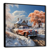 1950s Car Charm In Winter - Car Exotic Canvas Wall Art