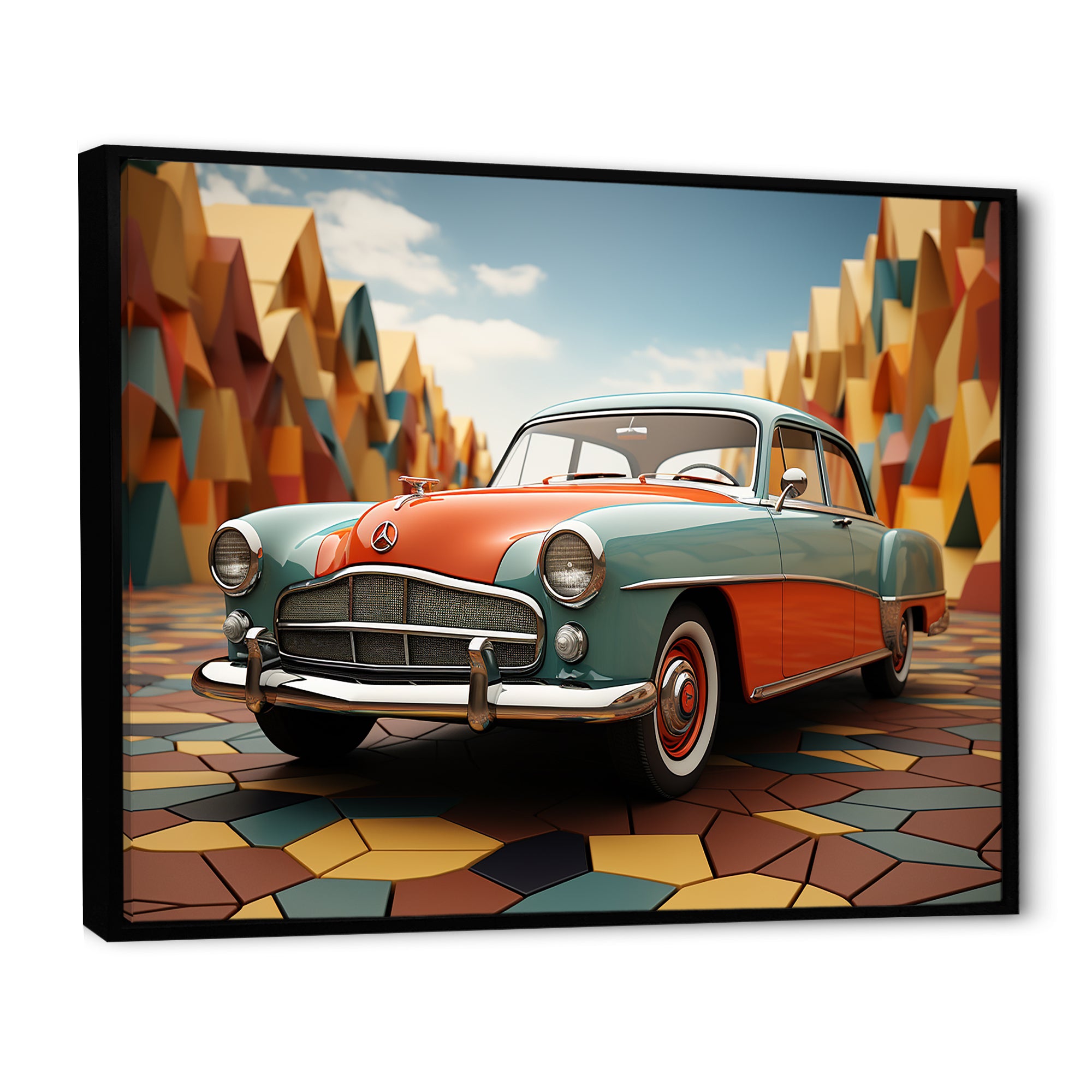 Cubist Interpretation Of A Vintage Car - Car Vintage Canvas Wall Art