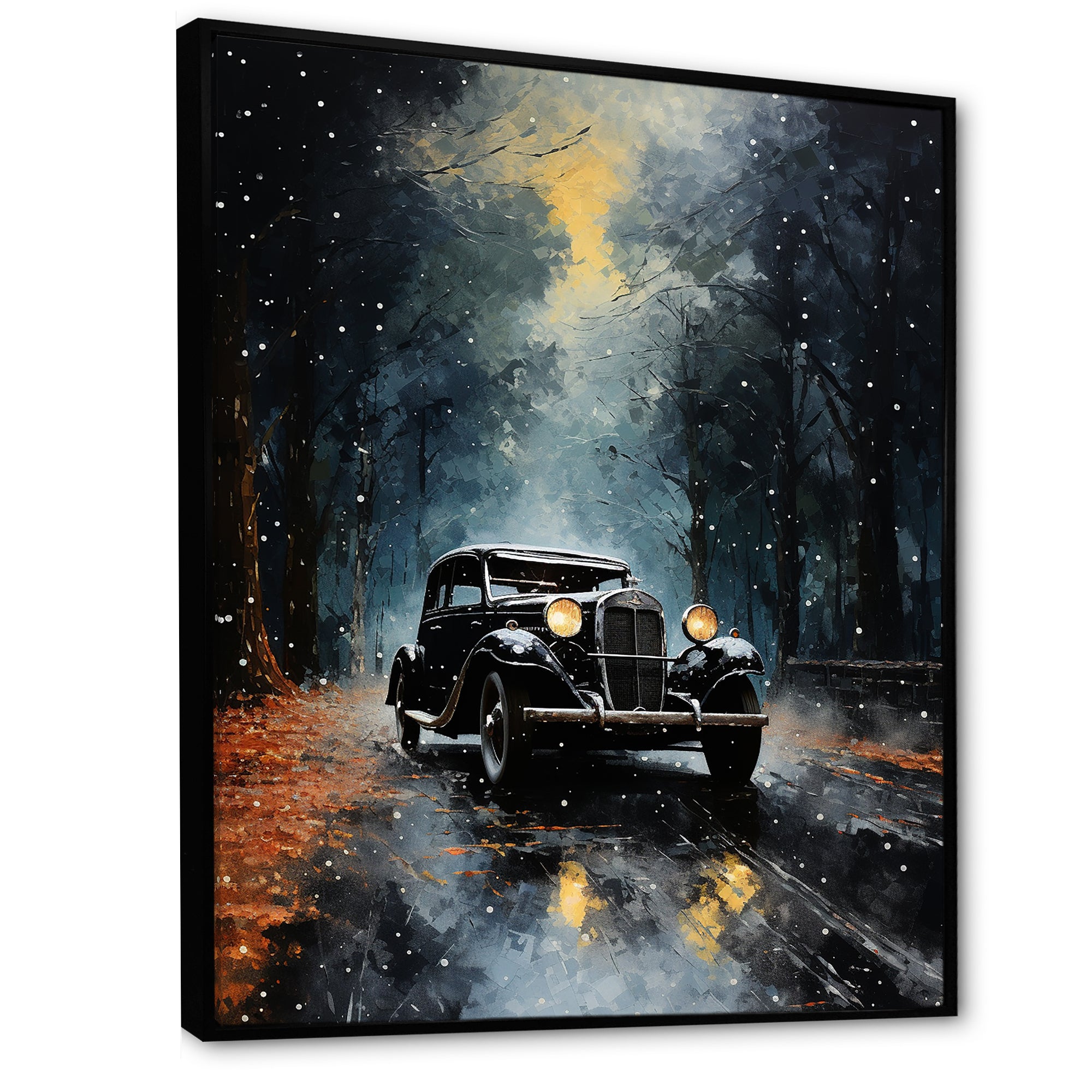 1930s American Vintage Car At Noir - Car Vintage Canvas Wall Art