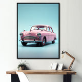Poupart Pink And Blue 1950s Car - Car Vintage Canvas Wall Art