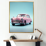 Poupart Pink And Blue 1950s Car - Car Vintage Canvas Wall Art