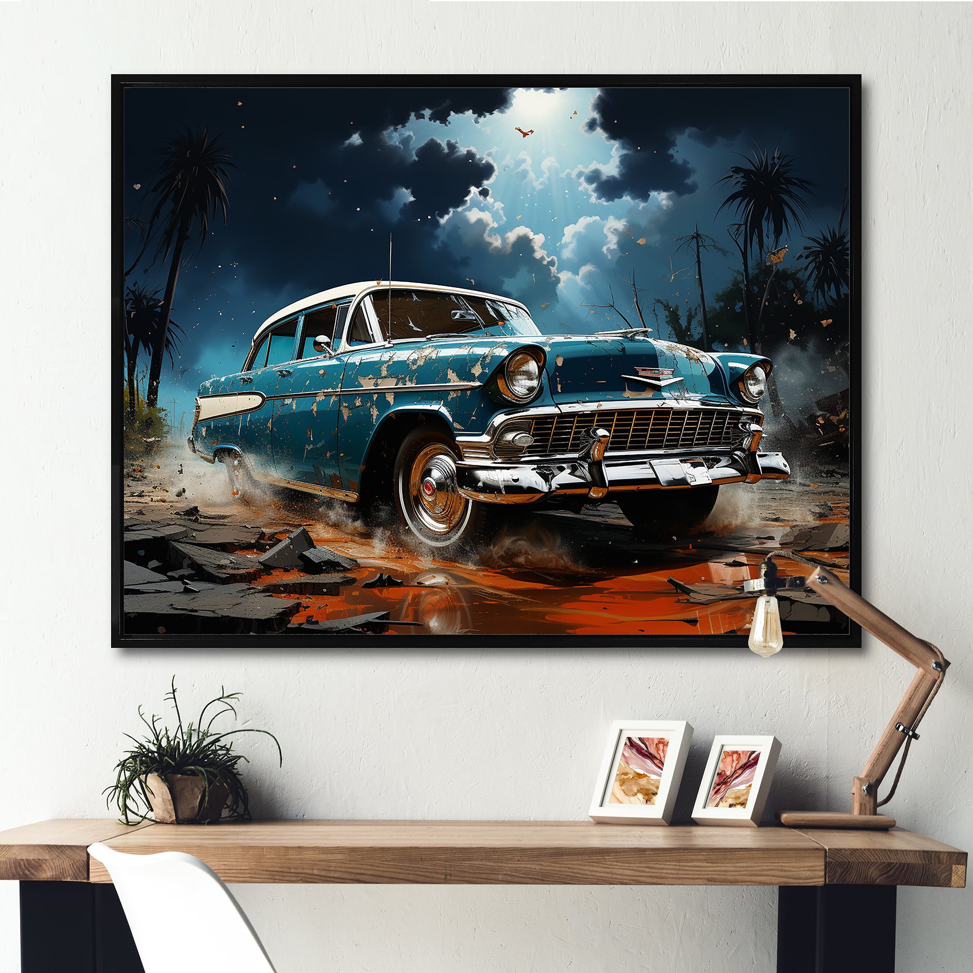 Abstract Car Vintage Vitality - Car Vintage Canvas Wall Art
