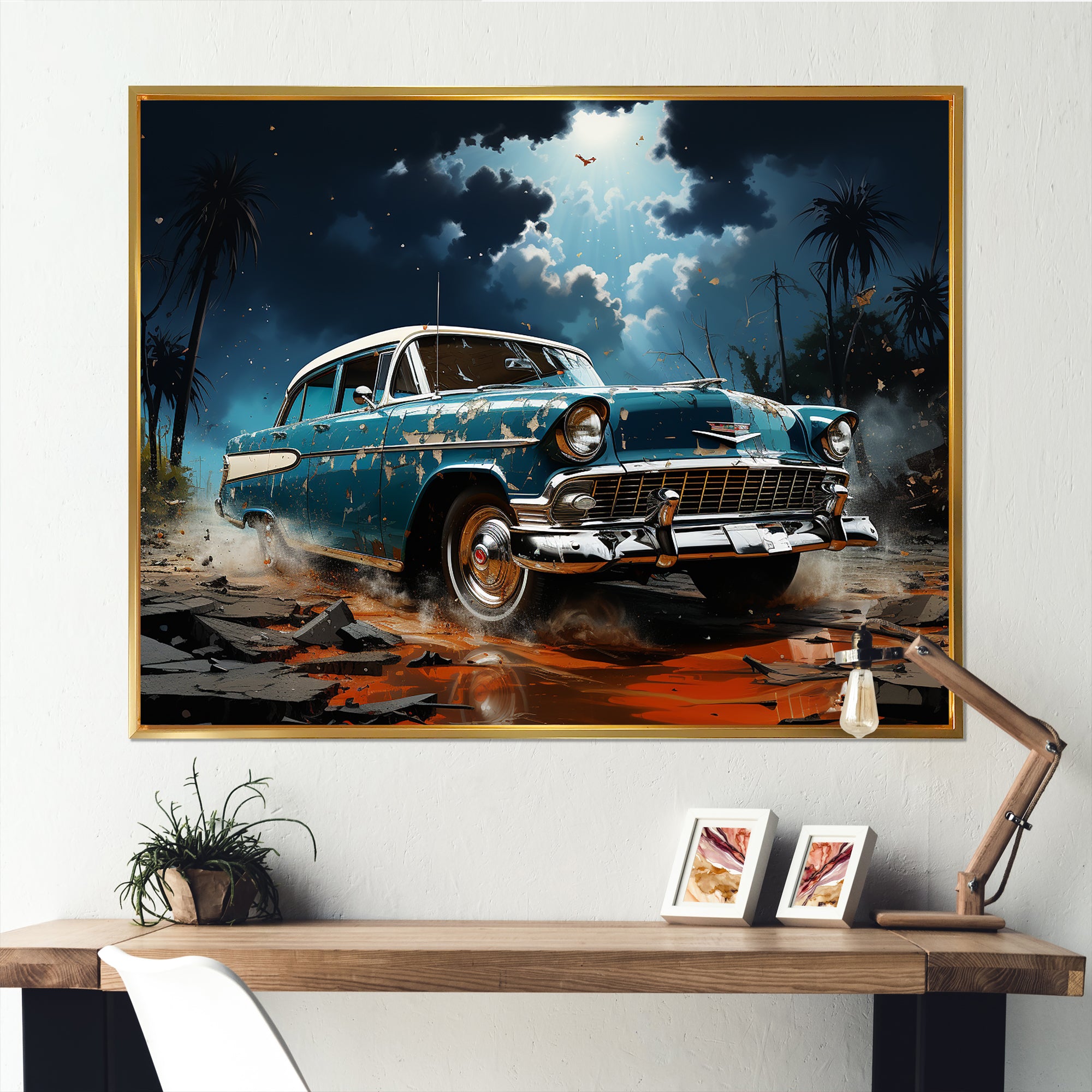 Abstract Car Vintage Vitality - Car Vintage Canvas Wall Art