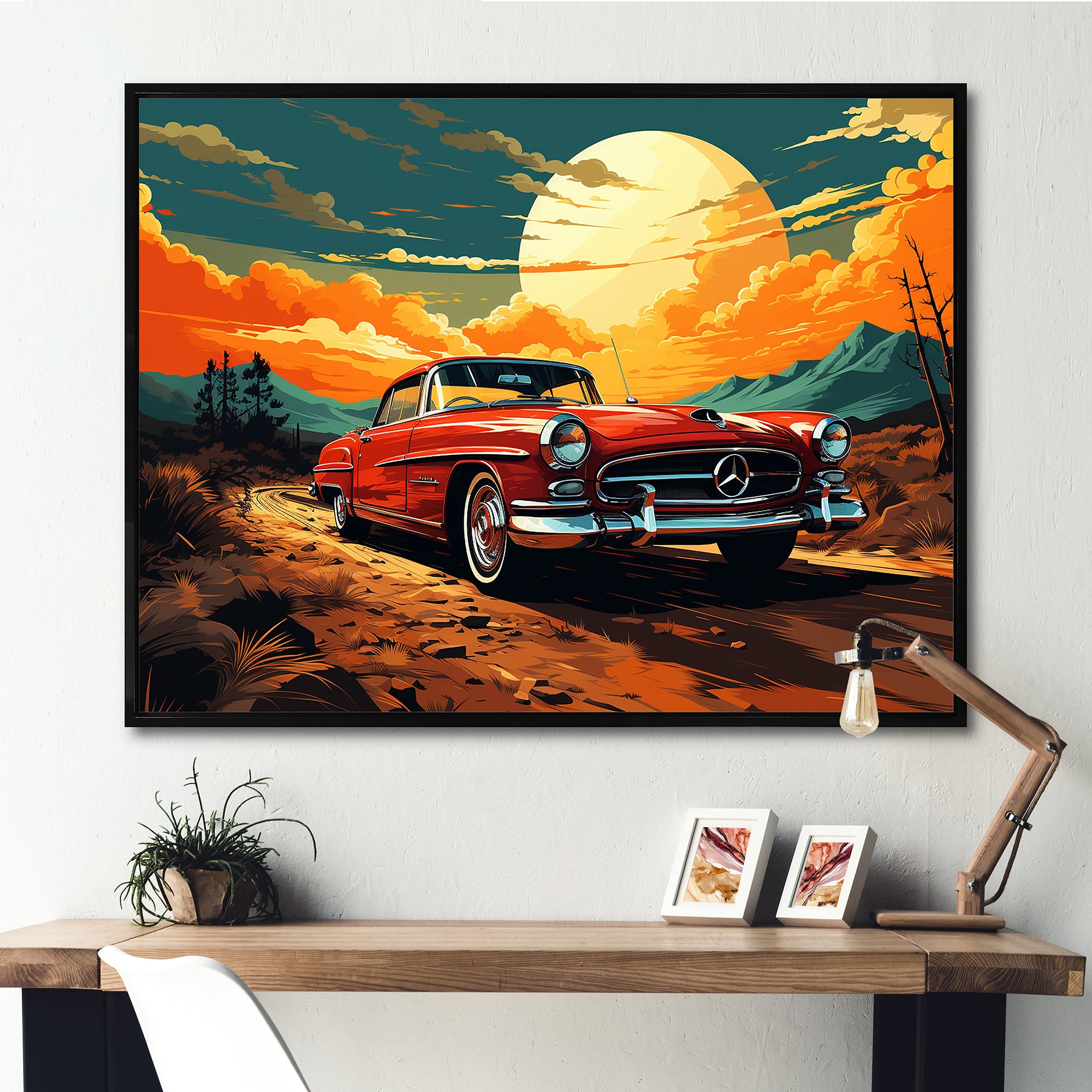 Vintage European Car In Nevada - Car Vintage Canvas Wall Art