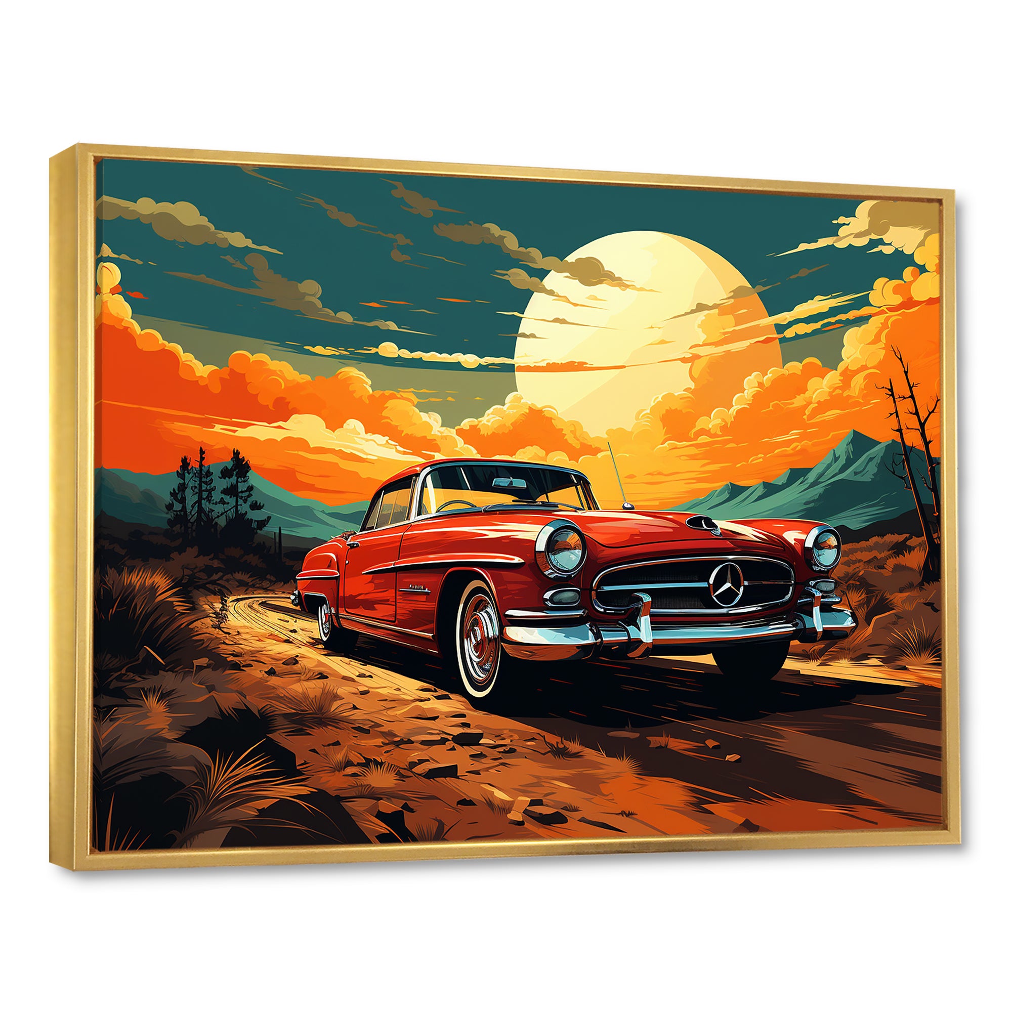 Vintage European Car In Nevada - Car Vintage Canvas Wall Art