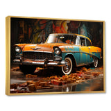 Green And Yellow Old American Car - Car Vintage Canvas Wall Art