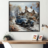 1930s Vintage Car Charm In Winter - Car Vintage Canvas Wall Art