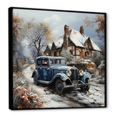 1930s Vintage Car Charm In Winter - Car Vintage Canvas Wall Art