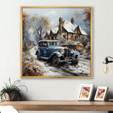 1930s Vintage Car Charm In Winter - Car Vintage Canvas Wall Art
