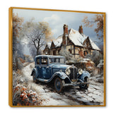 1930s Vintage Car Charm In Winter - Car Vintage Canvas Wall Art