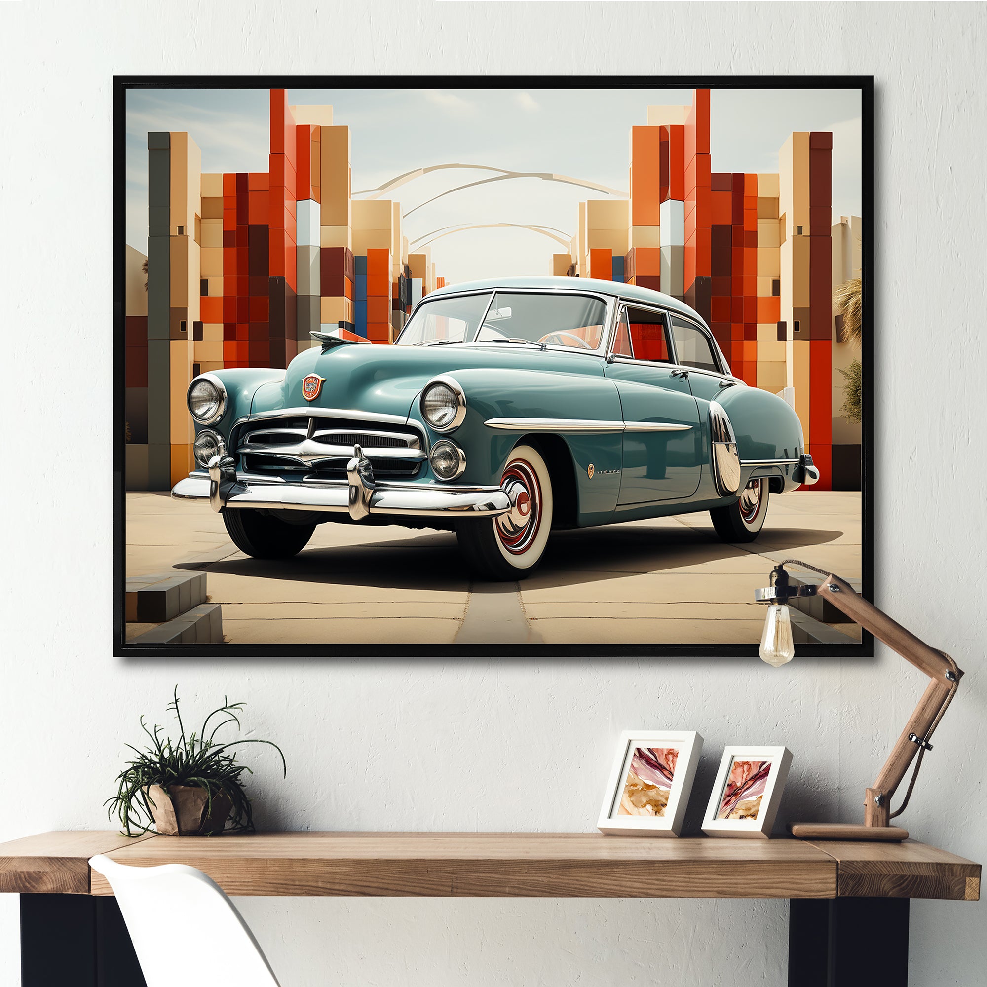 Cubist 1950s Car Vintage Evolution - Car Vintage Canvas Wall Art