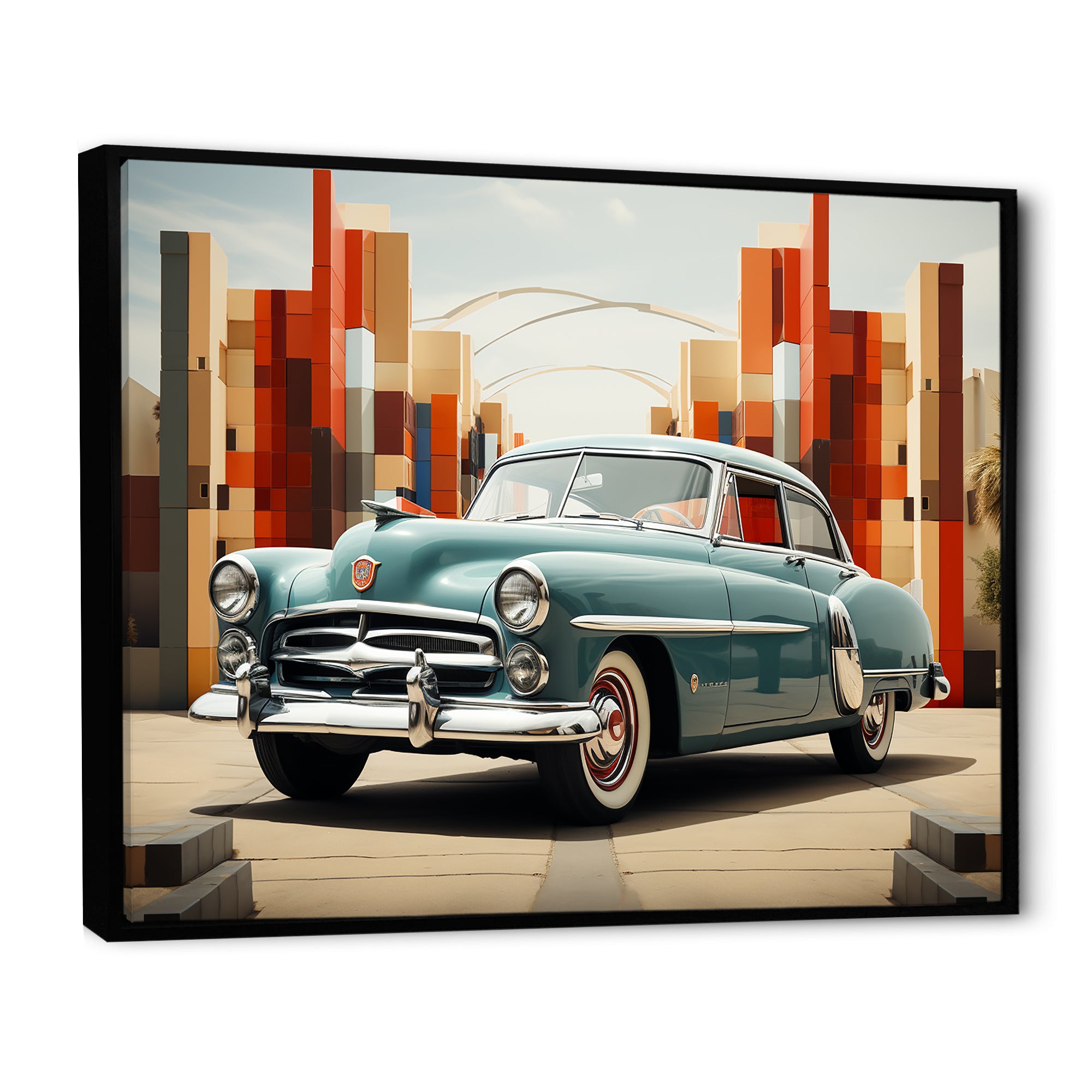 Cubist 1950s Car Vintage Evolution - Car Vintage Canvas Wall Art