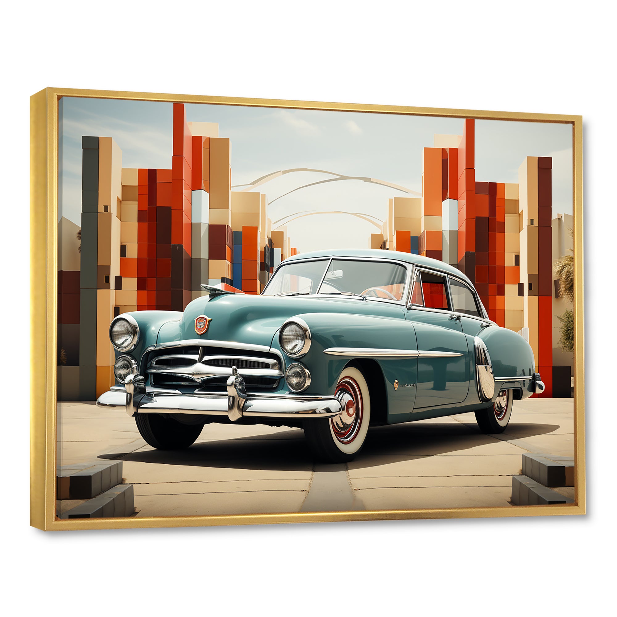 Cubist 1950s Car Vintage Evolution - Car Vintage Canvas Wall Art