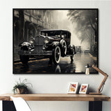 1950s Car Monochrome Vintage - Car Vintage Canvas Wall Art