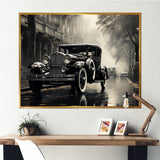1950s Car Monochrome Vintage - Car Vintage Canvas Wall Art