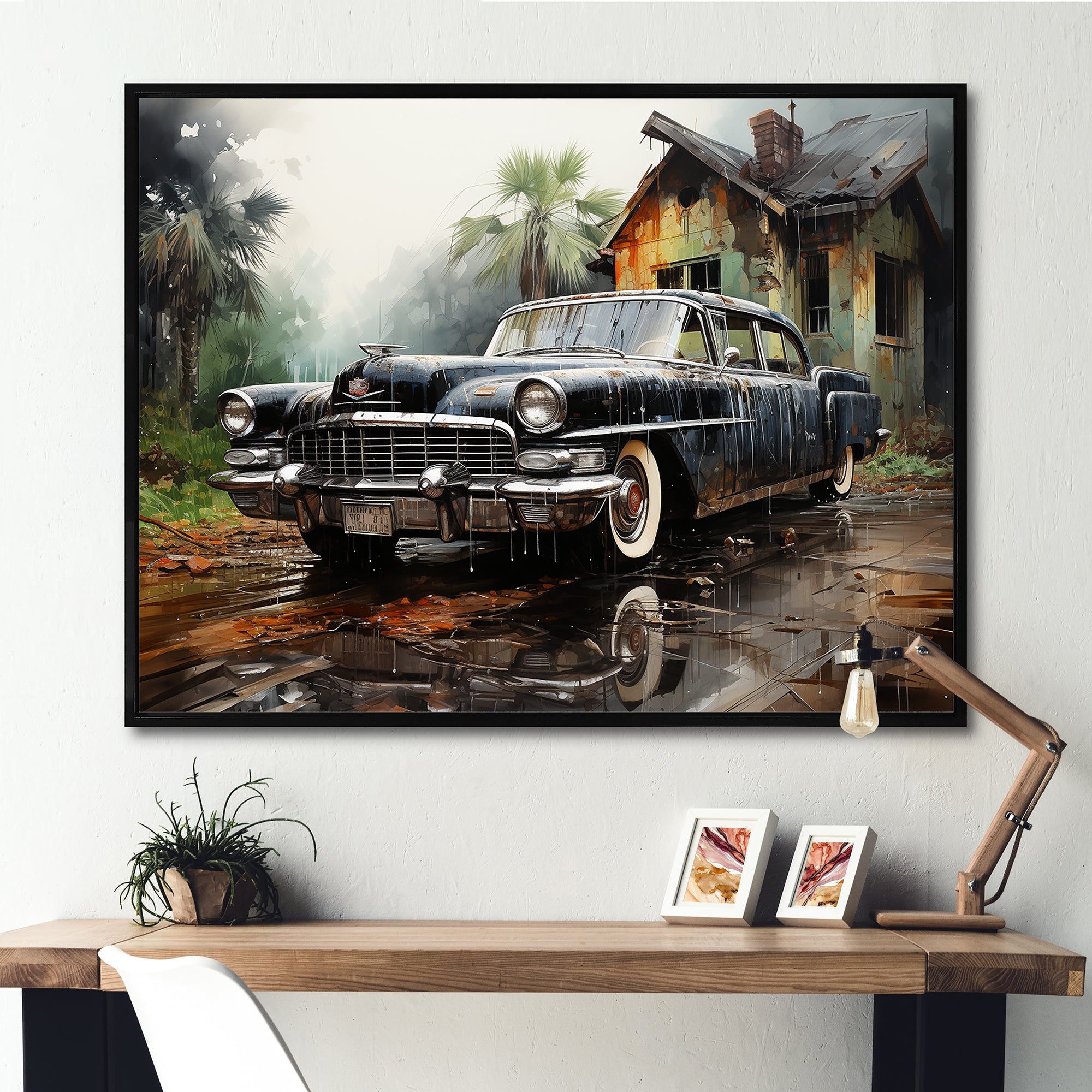 Noir Vintage Car Elegance - Car Vintage Canvas Wall Art