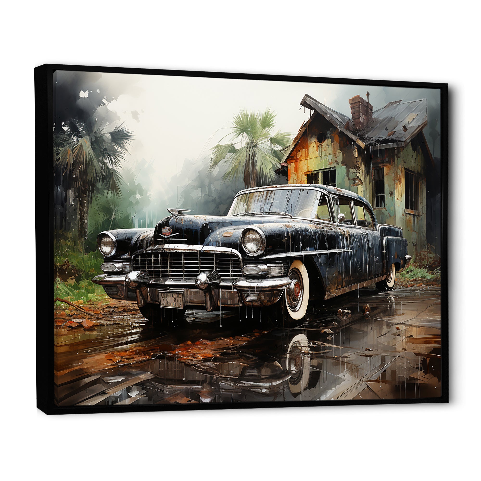 Noir Vintage Car Elegance - Car Vintage Canvas Wall Art
