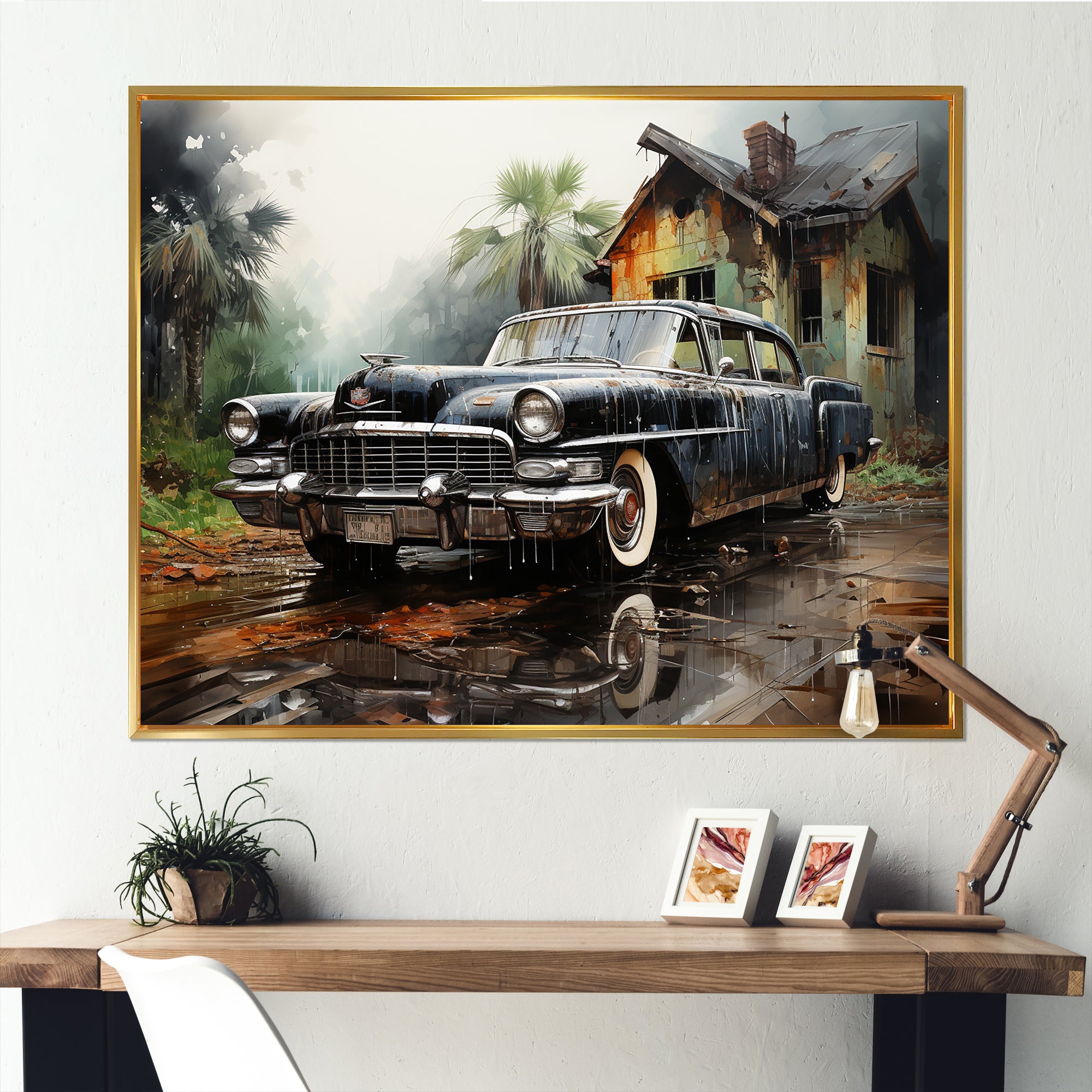 Noir Vintage Car Elegance - Car Vintage Canvas Wall Art