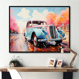 Pastel Vintage Pink Car Adventure - Car Vintage Canvas Wall Art