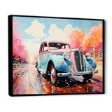 Pastel Vintage Pink Car Adventure - Car Vintage Canvas Wall Art