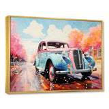 Pastel Vintage Pink Car Adventure - Car Vintage Canvas Wall Art