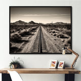 Rail Track In Monochrome Canyon - Train Canvas Wall Art