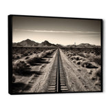 Rail Track In Monochrome Canyon - Train Canvas Wall Art