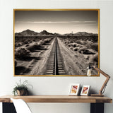 Rail Track In Monochrome Canyon - Train Canvas Wall Art