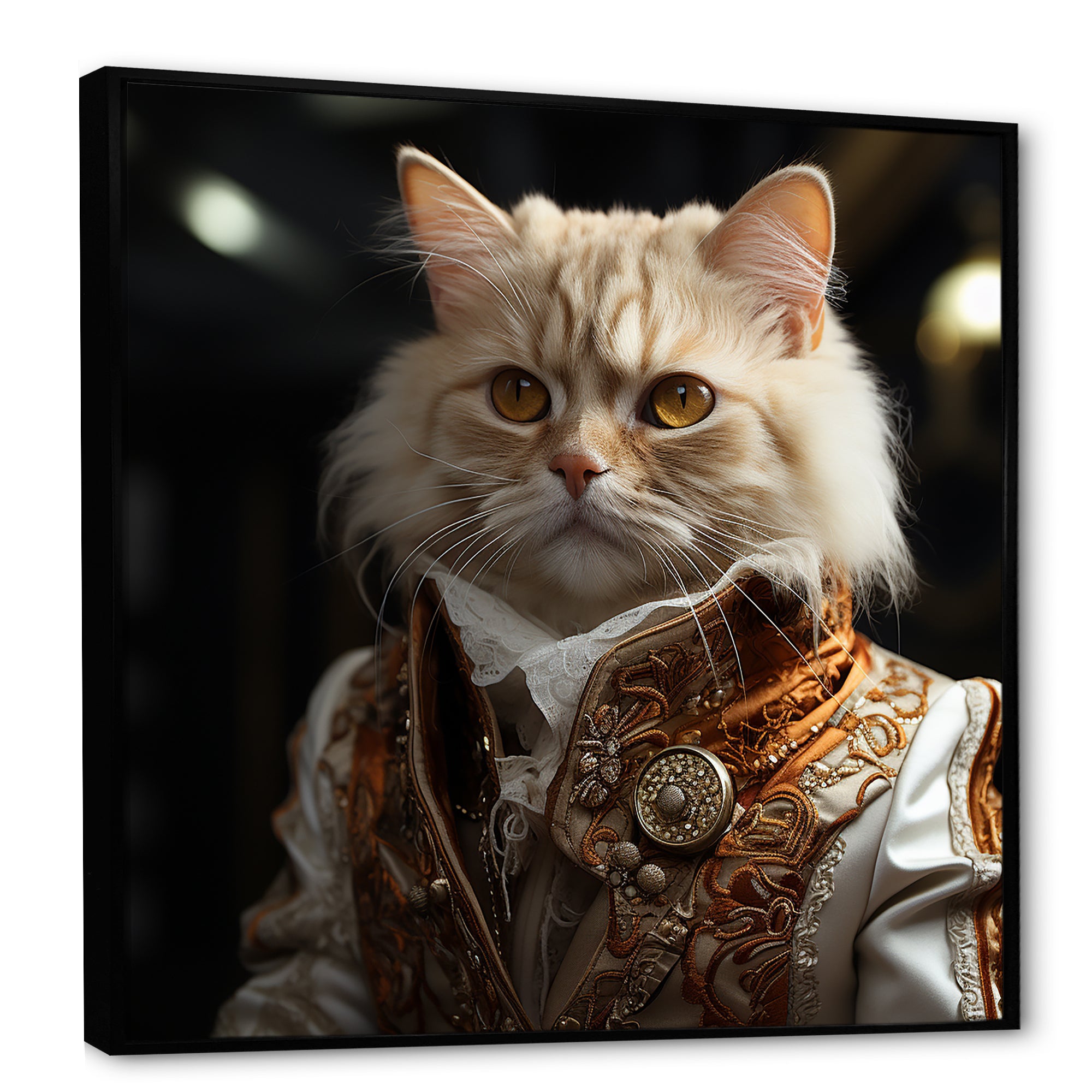 Elegance Cat Dressed In Suit - Beige Cat Wall Art