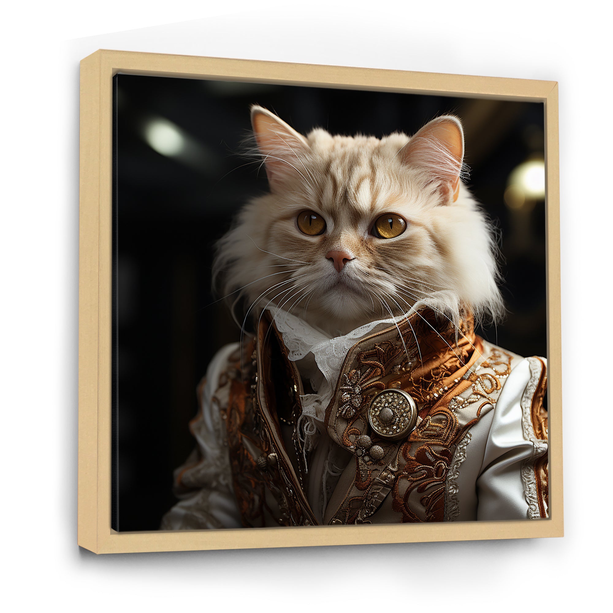 Elegance Cat Dressed In Suit - Beige Cat Wall Art