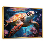 Oceanic Turtle Elegance - Coral Turtle Wall Art