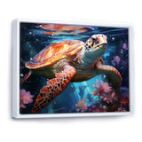 Oceanic Turtle Elegance - Coral Turtle Wall Art