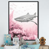 Pink And Grey Shark Dance - Shark Wall Decor