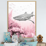 Pink And Grey Shark Dance - Shark Wall Decor