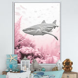 Pink And Grey Shark Dance - Shark Wall Decor
