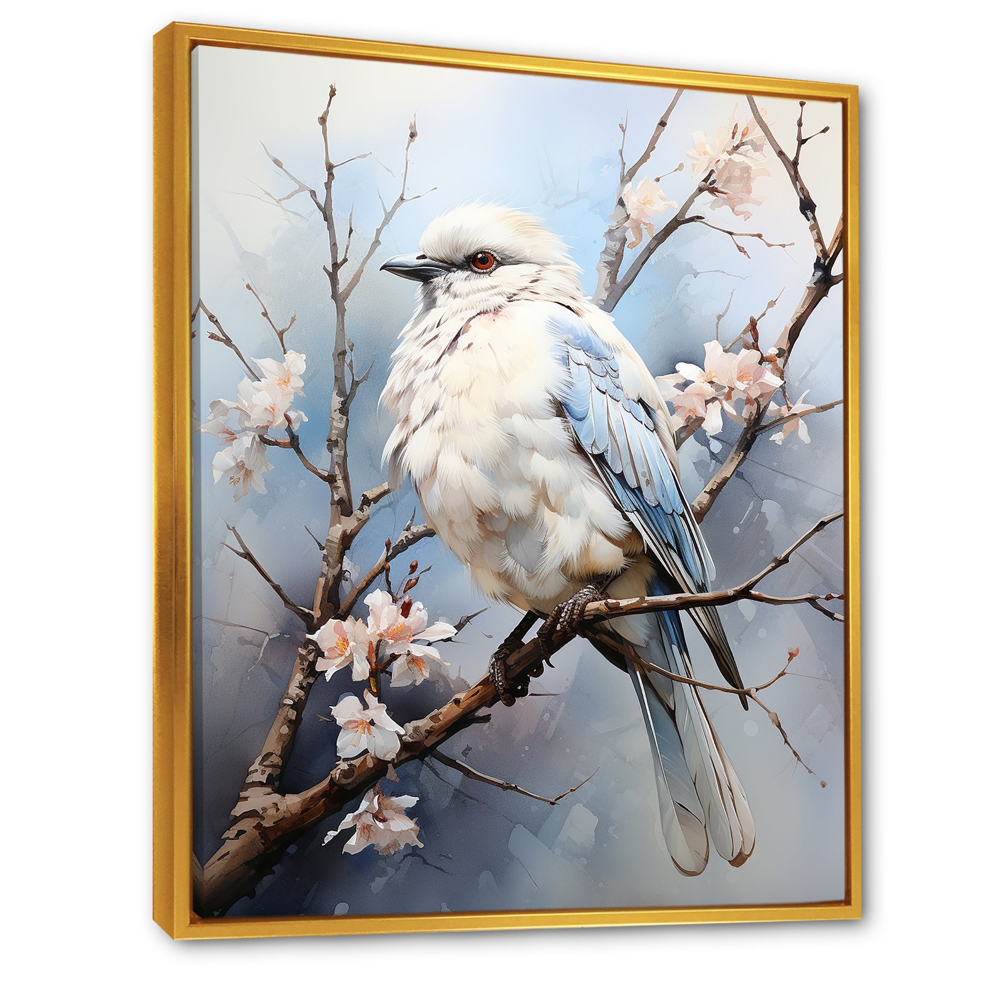 Peaceful Winged Beauty - Bird Floral Living Room Wall Art