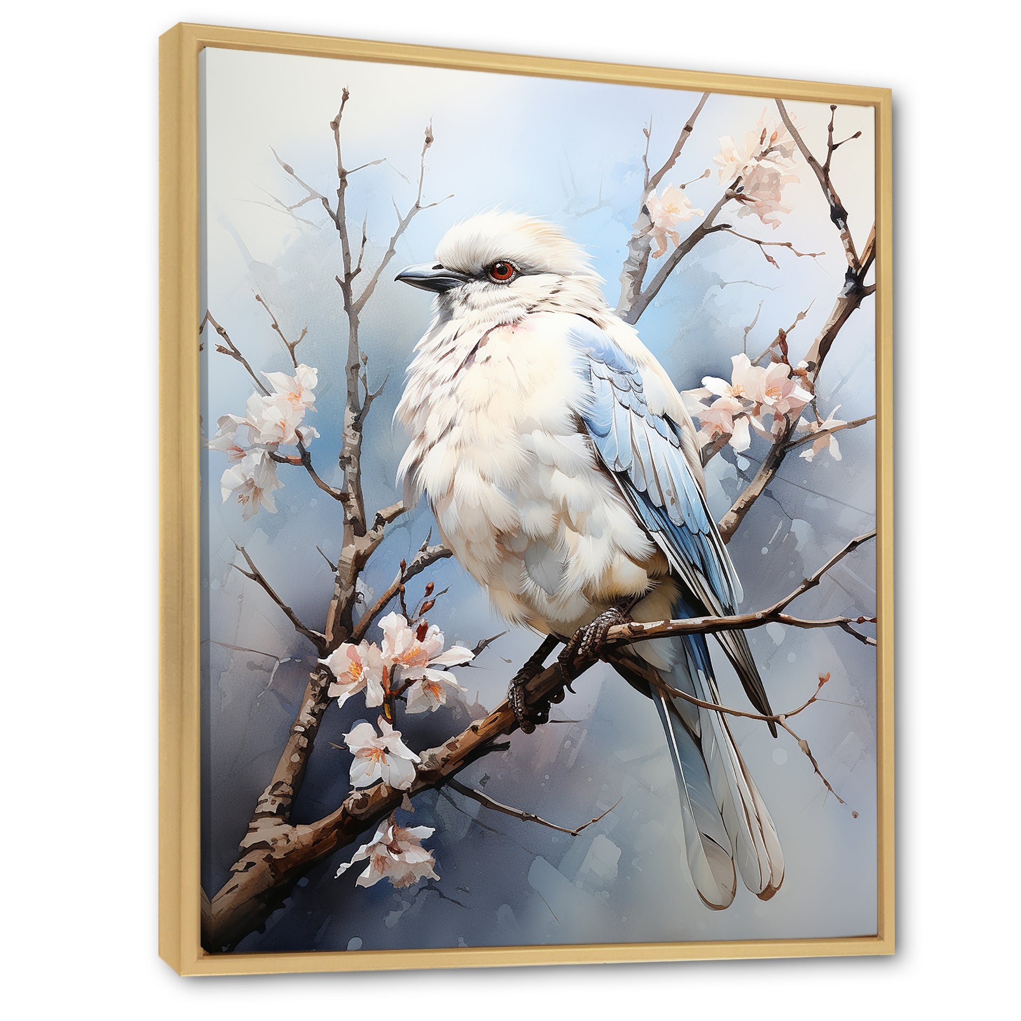 Peaceful Winged Beauty - Bird Floral Living Room Wall Art