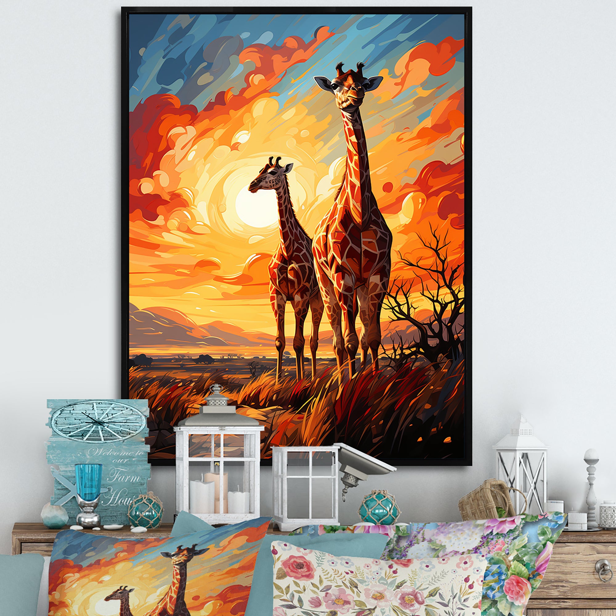 Giraffe African Horizon - Giraffe Wall Art Prints