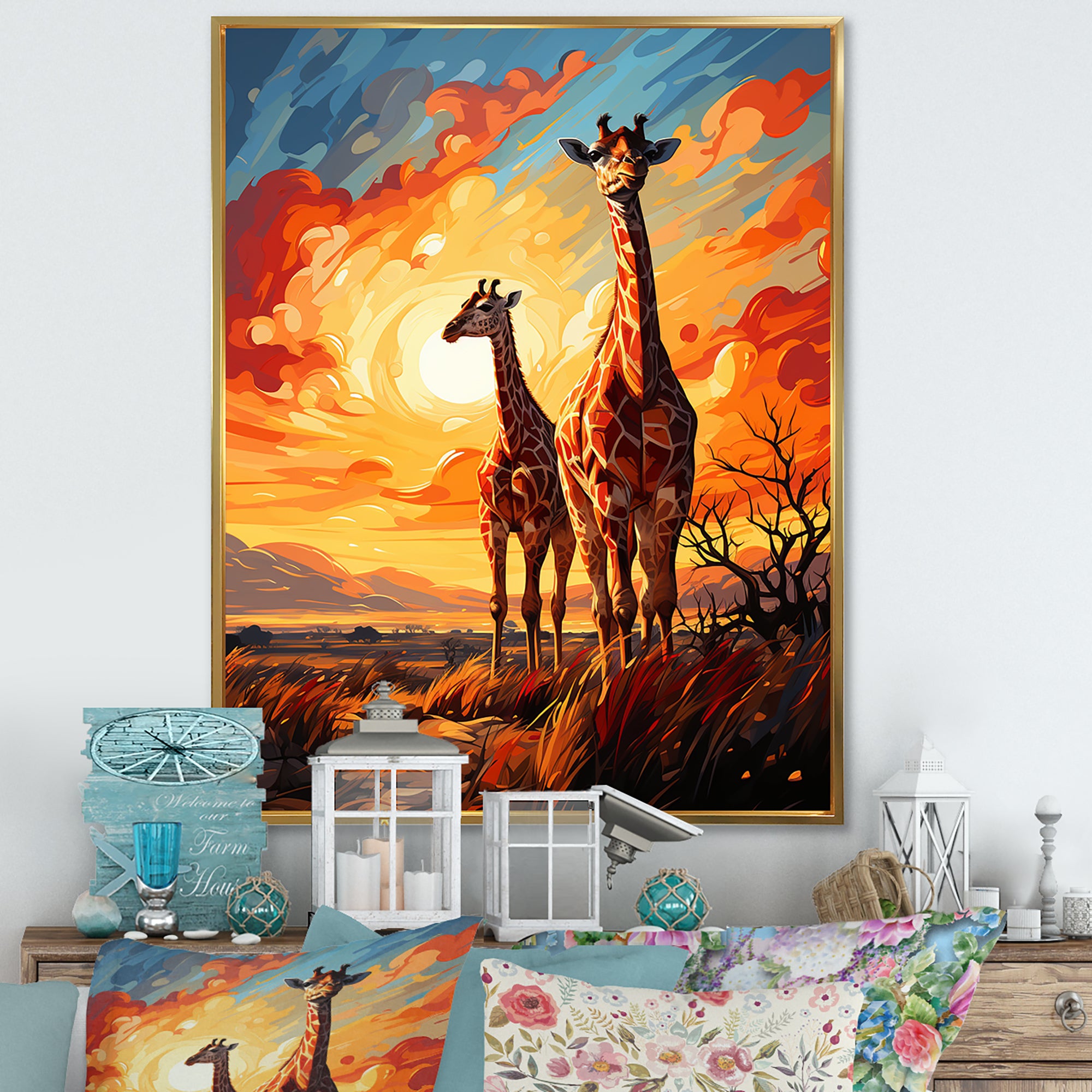 Giraffe African Horizon - Giraffe Wall Art Prints