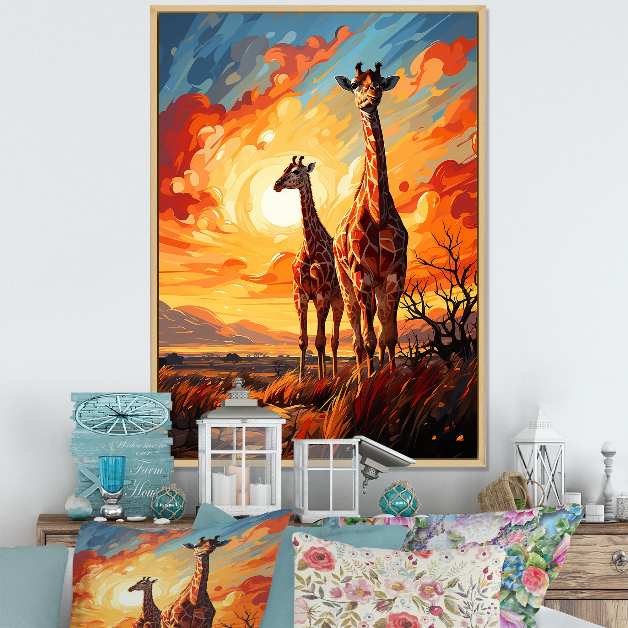 Giraffe African Horizon - Giraffe Wall Art Prints