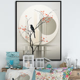 Grey Japanese Bird Ink Portrait - Gray Bird Wall Art